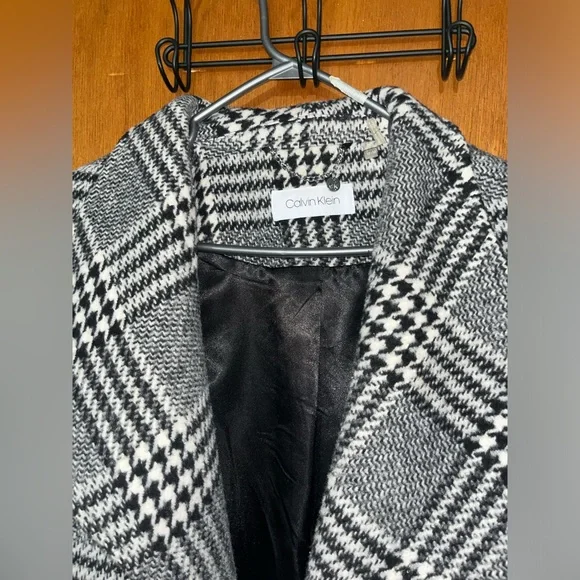 Calvin Klein Black and White Plaid Coat - Picture 4 of 4